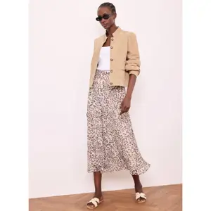 Mint Velvet Neutral Animal Print Midi Skirt